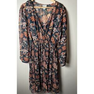 Maeve Anthropologie‎ Apulia Pleated Paisley Chiffon Midi Dress EUC